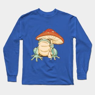 Cottagecore Aesthetic Mushrooms and Frog Long Sleeve T-Shirt